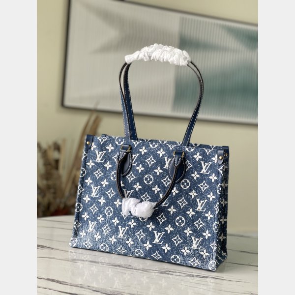 Best Louis Vuitton Replica 2022 OnThego MM M59608 Navy Blue Hantal-6