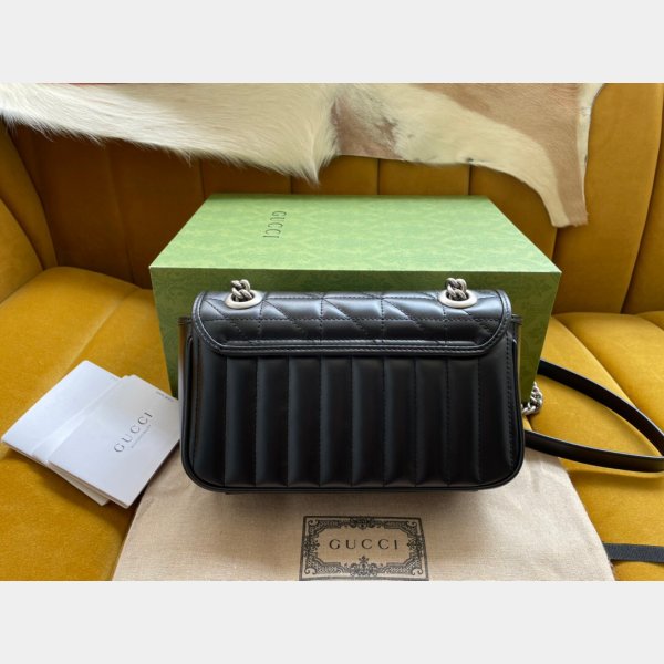Replica gucci in vendita gg marmont matelassé mini borsa 446744 pelle nera-1