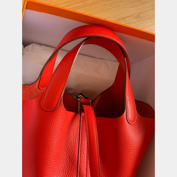 Hermes replica picotin mm clemens montato sacchetto rosso-4