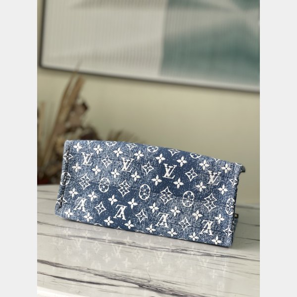 Best Louis Vuitton Replica 2022 OnThego MM M59608 Navy Blue Hantal-3