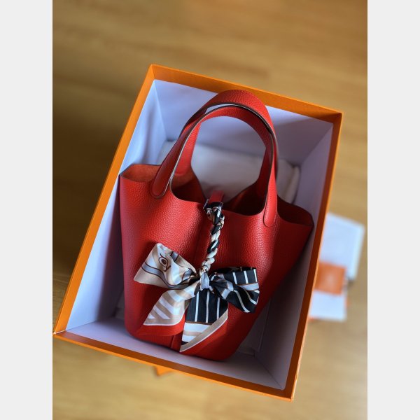 Hermes replica picotin mm clemens montato sacchetto rosso-8