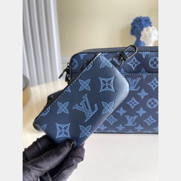 Louis Vuitton China Replica M45730 Duo Messenger Monogram Shadow Blue Borse-1