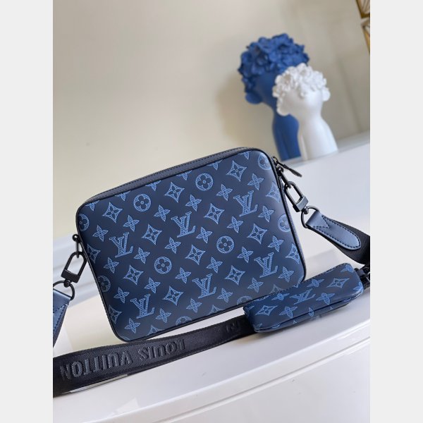 Louis Vuitton China Replica M45730 Duo Messenger Monogram Shadow Blue Borse-4