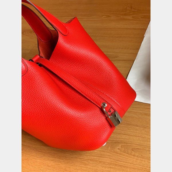 Hermes replica picotin mm clemens montato sacchetto rosso-3