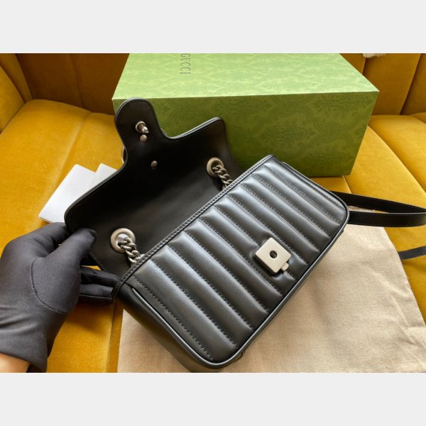 Replica gucci in vendita gg marmont matelassé mini borsa 446744 pelle nera-6