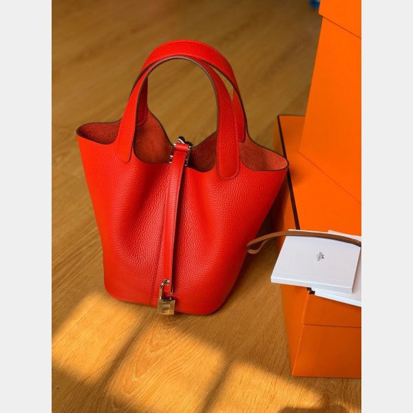 Hermes replica picotin mm clemens montato sacchetto rosso-1