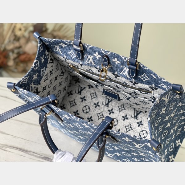 Best Louis Vuitton Replica 2022 OnThego MM M59608 Navy Blue Hantal-7
